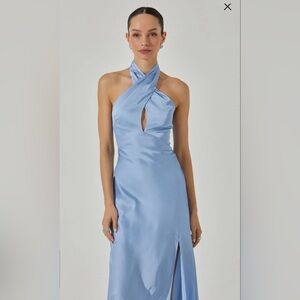 ASTR pastel blue satin dress, size US M, never worn.